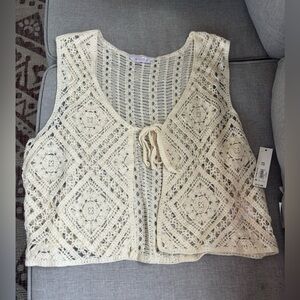 Cream Crochet Sleeveless Top